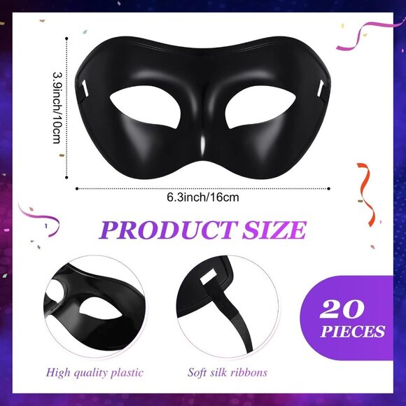 Mardi Gras Masquerade Mask Black Unisex Half Face Mask Retro Venetian Mask for W - Picture 2 of 7
